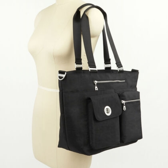 Baggallini Handbags - Baggallini Tulum Black Tote Travel Bag Handbag Zip